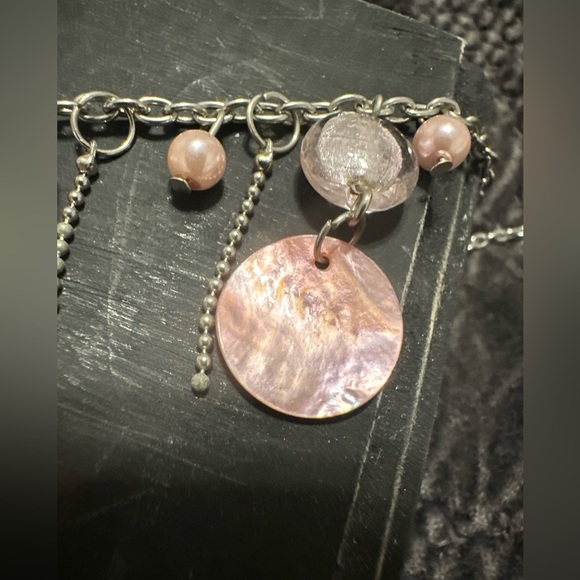 Elegant Silver and Pink Heart Charm Necklace - Picture 7 of 8